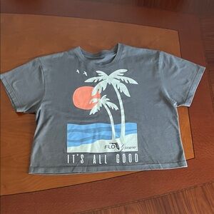 Flo Grown Kids Gray Short Sleeve Tee with Palm Tree Print